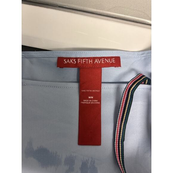 Saks Fifth Avenue Blue And Ribbon Off The Shoulder Top M20 - Picture 6 of 10